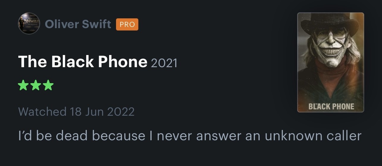 letterboxd comment on The Black Phone
