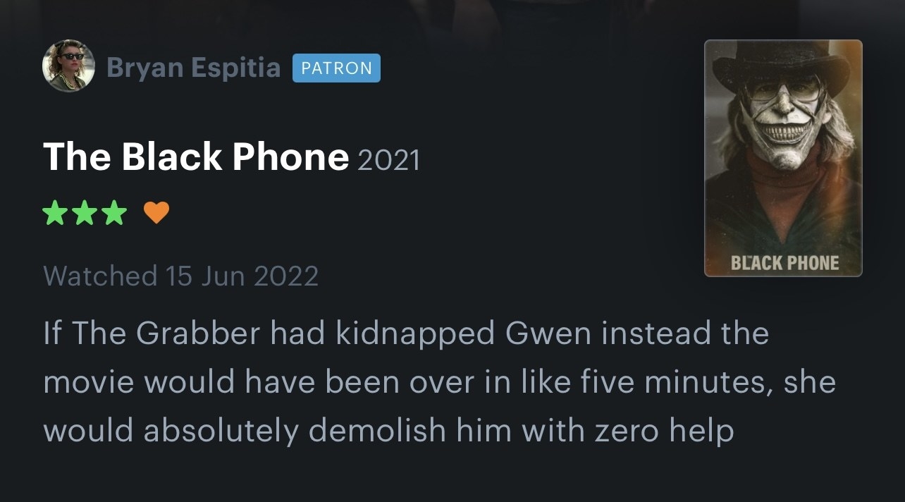 letterboxd comment on The Black Phone