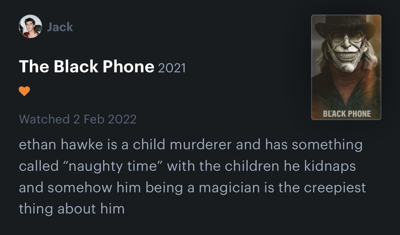 letterboxd comment on The Black Phone