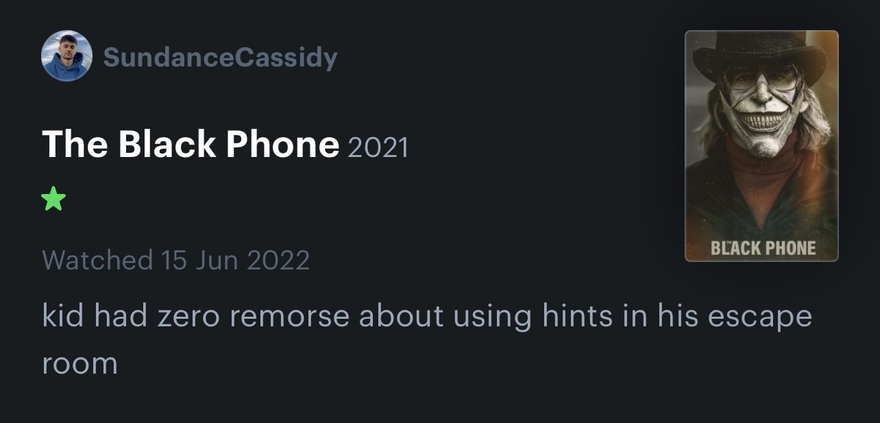 letterboxd comment on The Black Phone