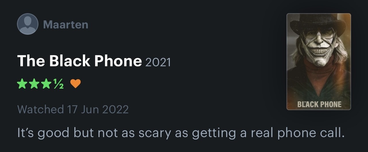 letterboxd comment on The Black Phone