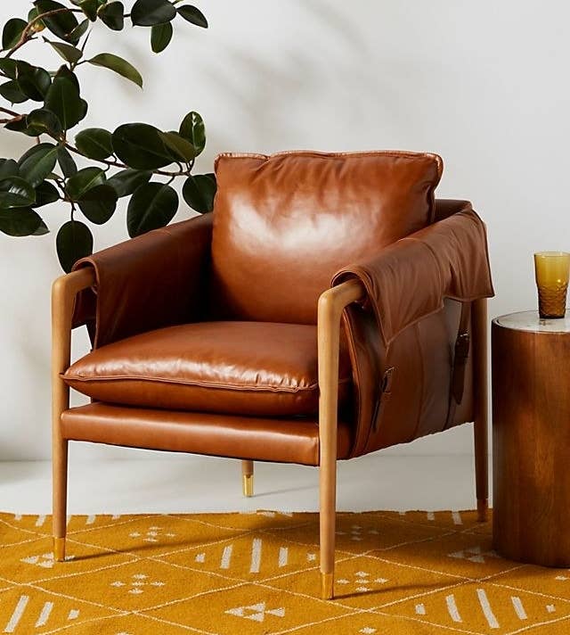 the brown leather chair