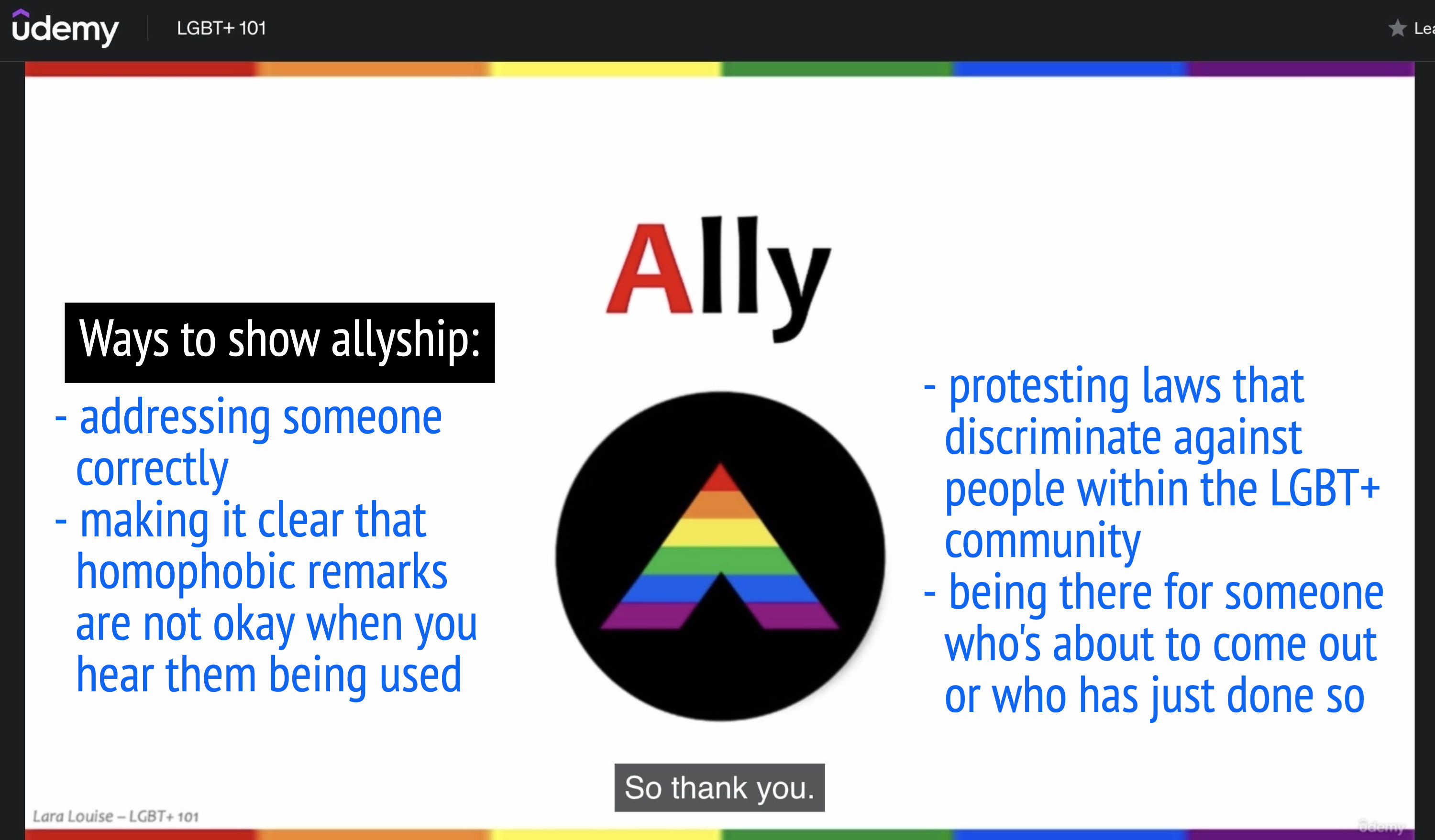 udemy course discussing allyship