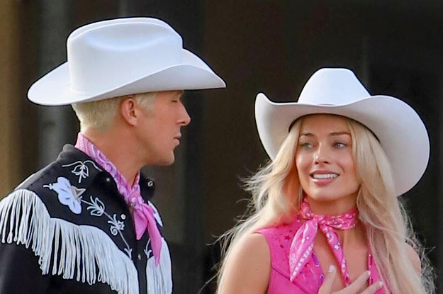 Everyone Is Freaking Out Over These New Pictures Of Ryan Gosling And Margot Robbie As Rodeo Ken And Barbie