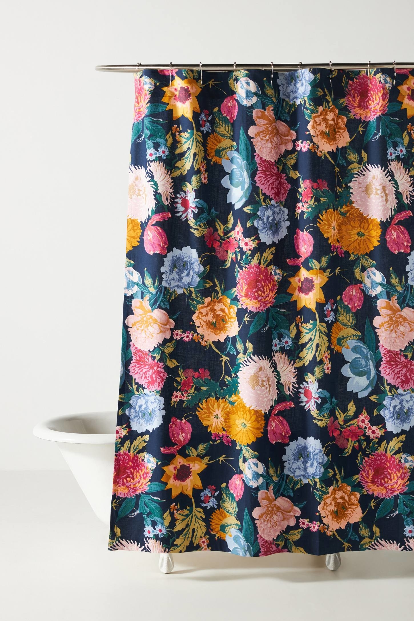 the navy floral shower curtain