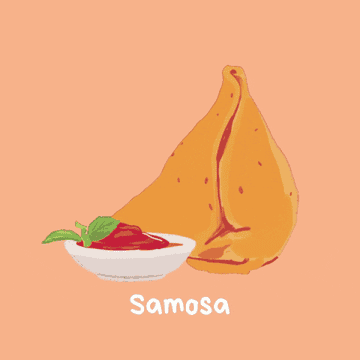 An animated image of samosa and ketchup