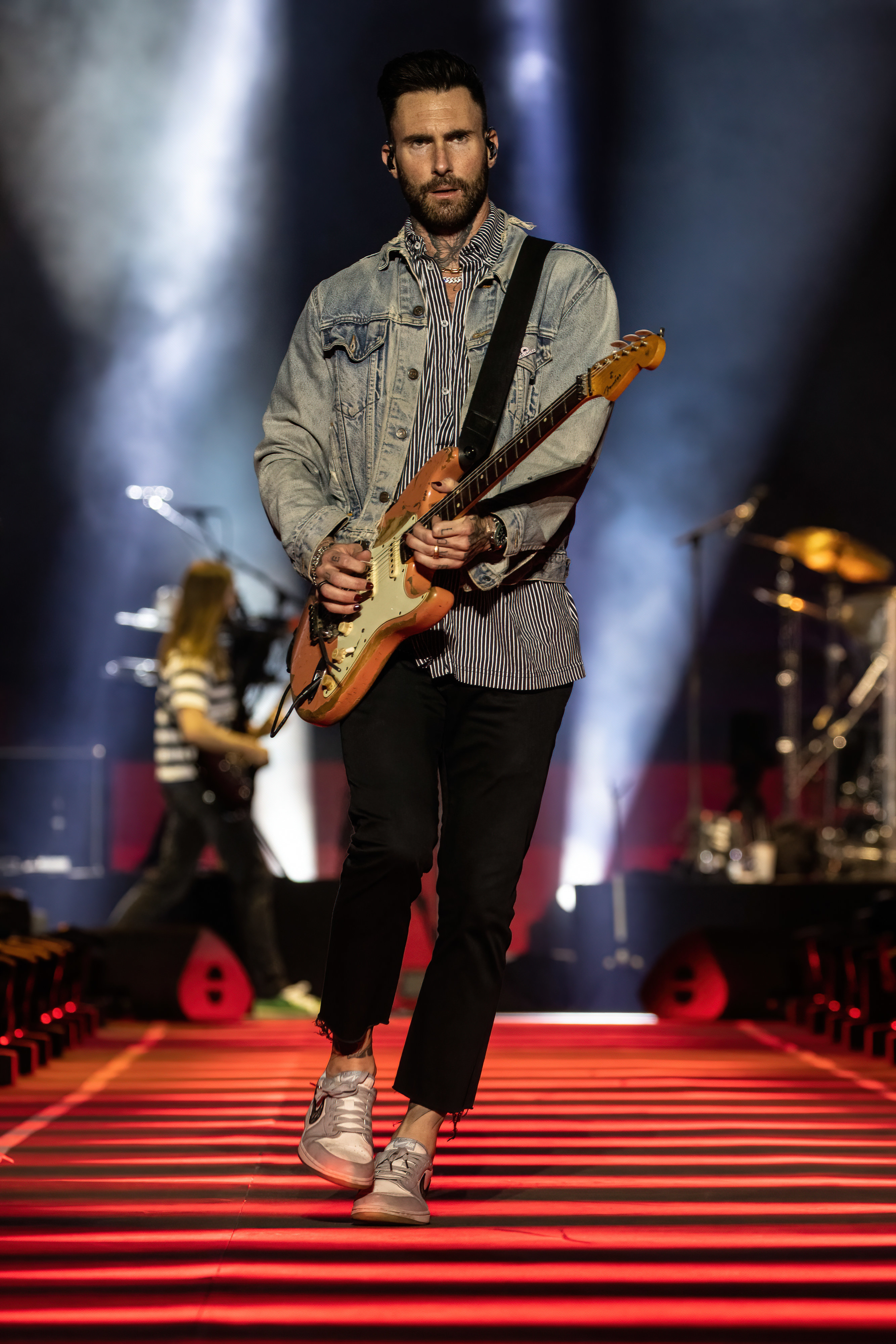 Adam Levine of Maroon 5 performing live