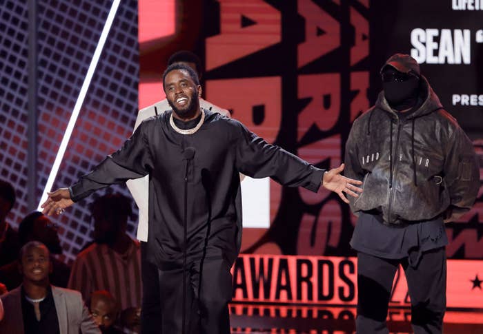 Diddy gives a speech at the BET Awards