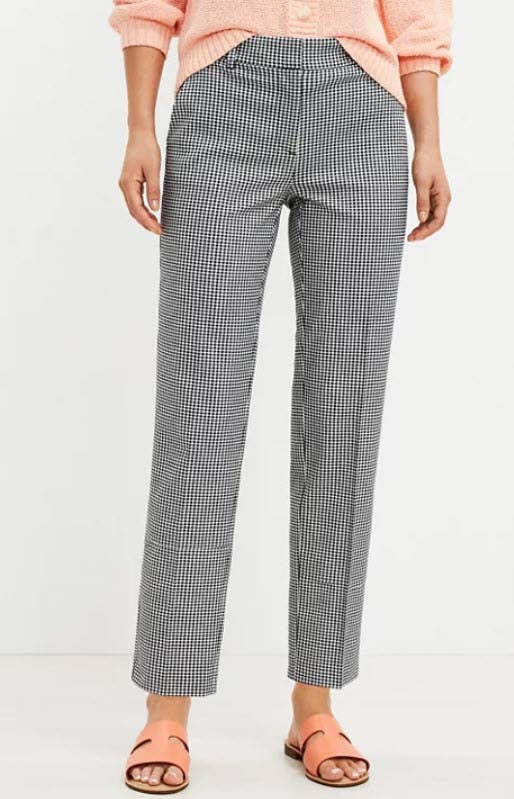 checkered ankle-length dress pants