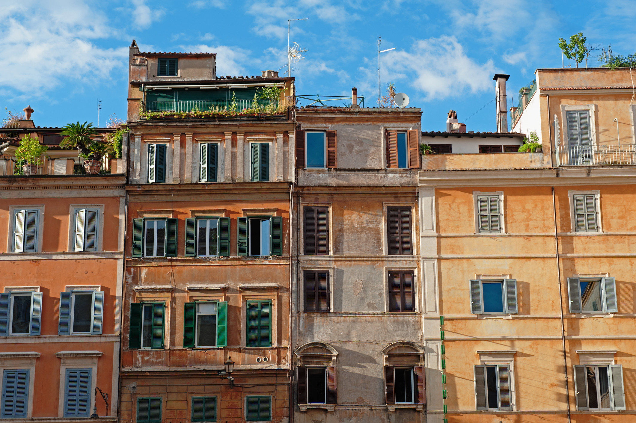 Old colorful buildings in Rome.
