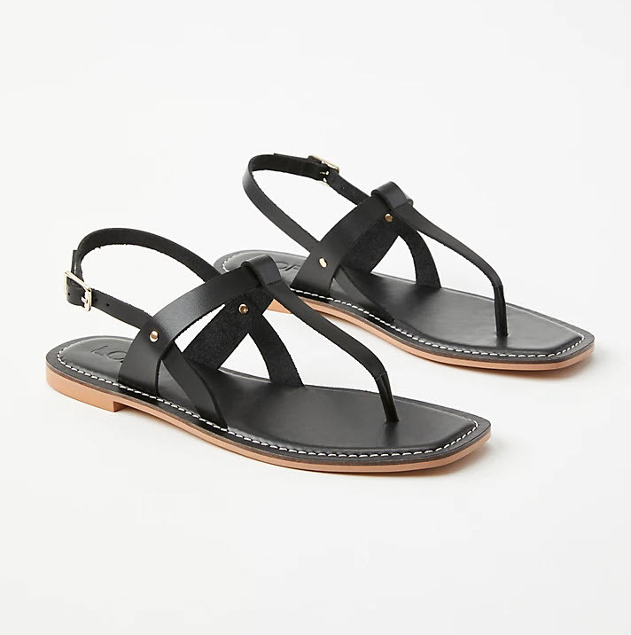 black leather thong sandals