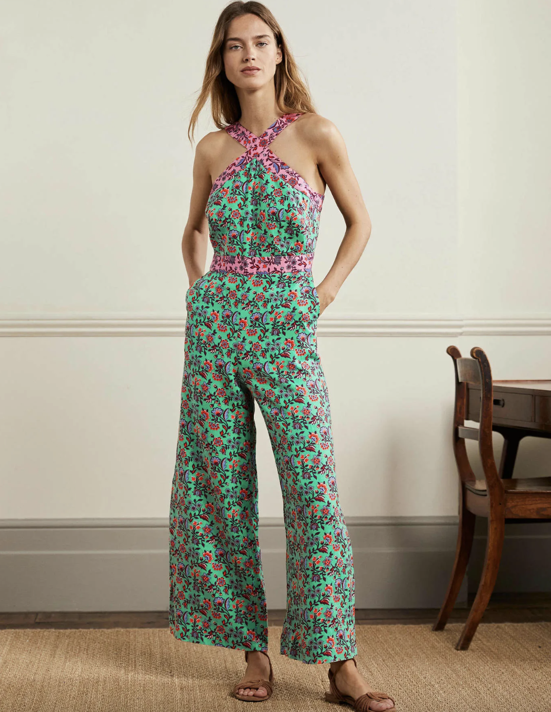 model wearing jersey maxi dress