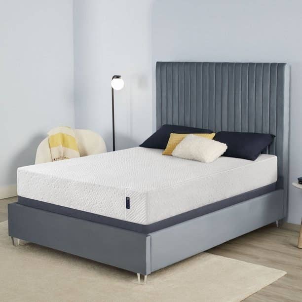 Bed frame with the mattress on it