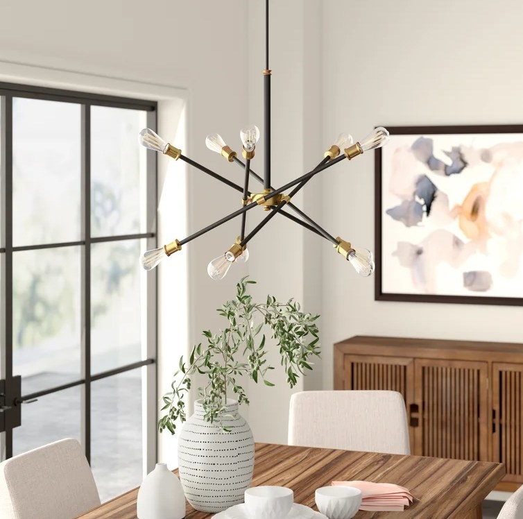 The ten-light modern linear chandelier