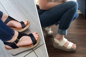 Two images of wedge sandals