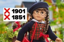 molly american girl doll wearing a beret and two braids