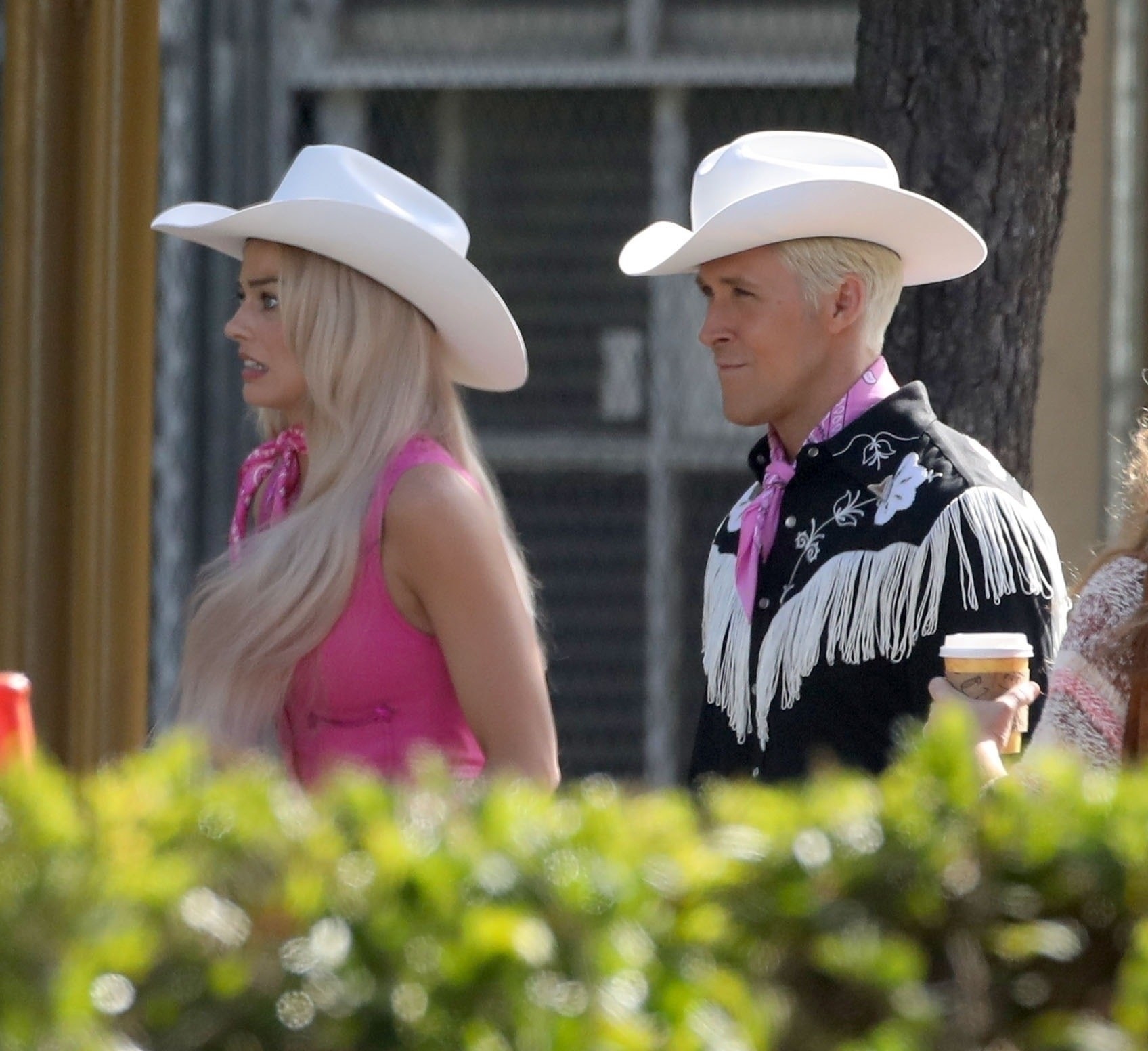 Ryan is wearing a classic rodeo shirt with frills hanging off it