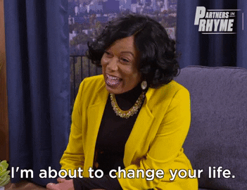 gif of character from partners in rhyme saying i&#x27;m about to change your life