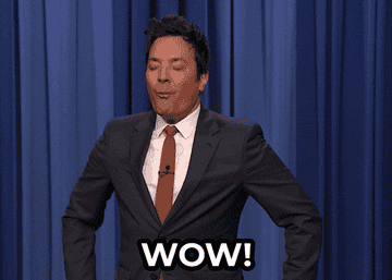 Jimmy Fallon emphatically exclaiming &quot;wow!&quot;