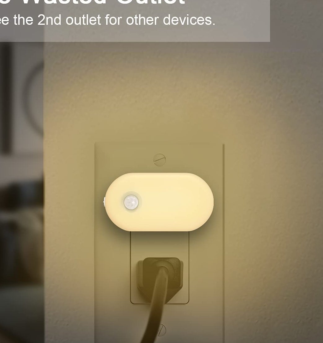 a motion sensor light plugged into an outlet