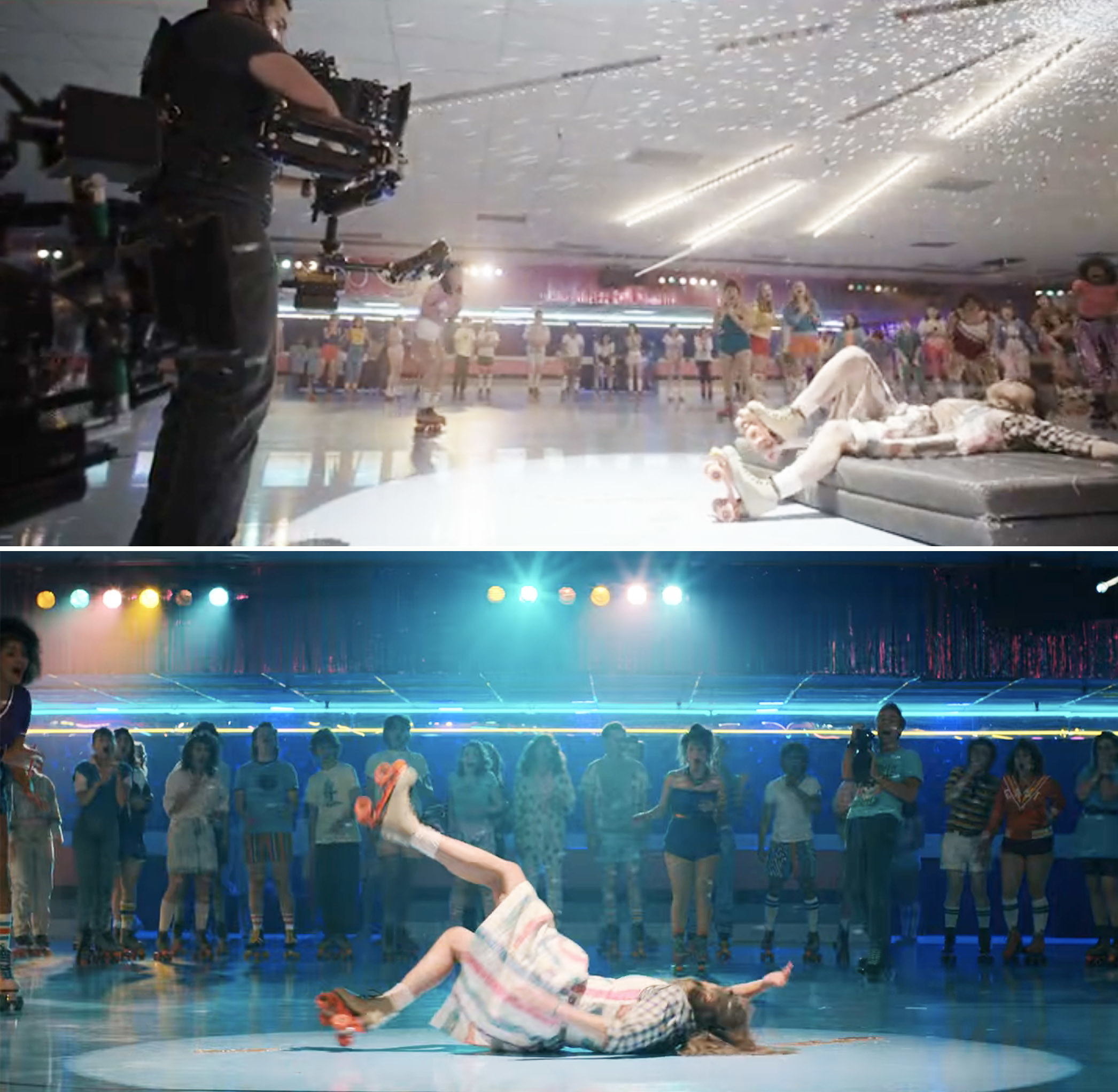 Millie falling onto a stunt pad vs Eleven falling onto the ground