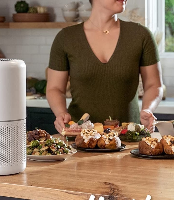 an air purifier on a kitchen counter