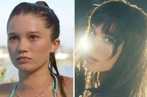 Taylor is on the left with Dua Lipa in a music video on the right