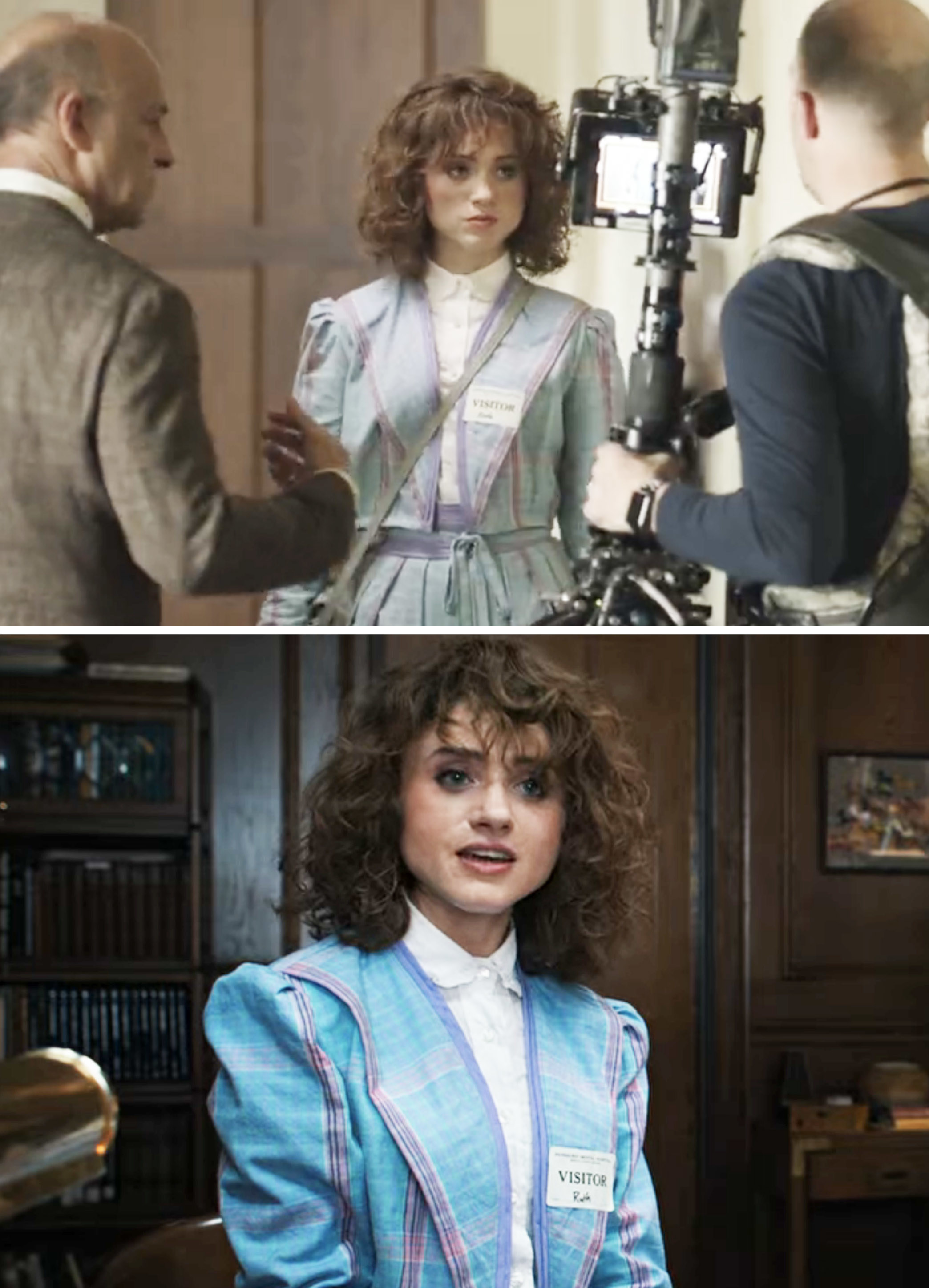 Natalia Dyer shooting a scene for &quot;Stranger Things&quot;