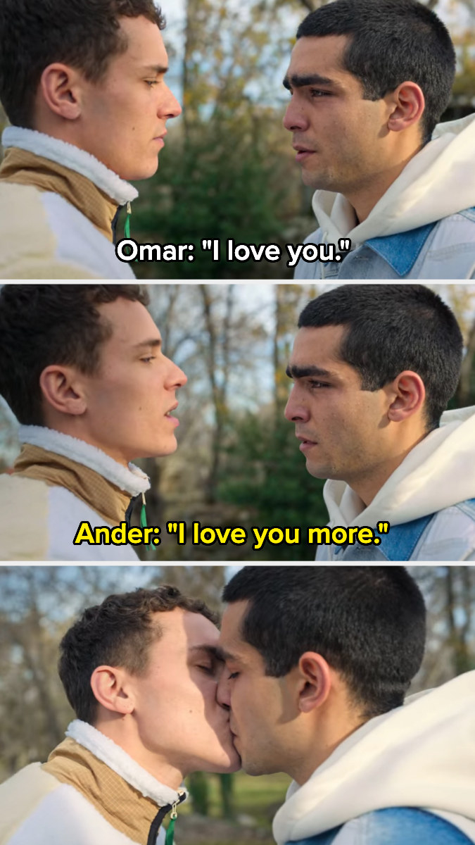 Omar and Ander kissing