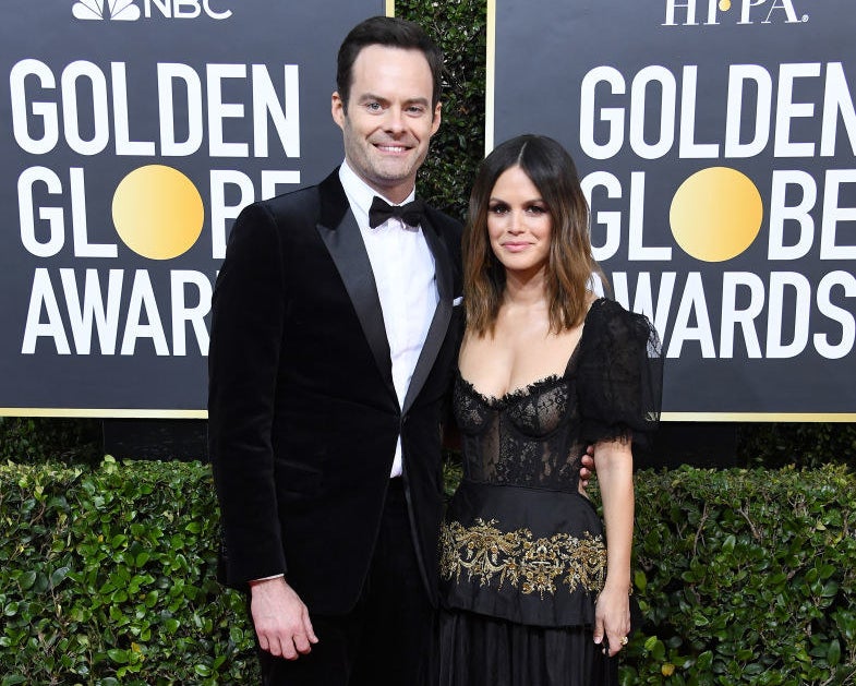 Bill and Rachel Bilson posing together at the Golden Globes