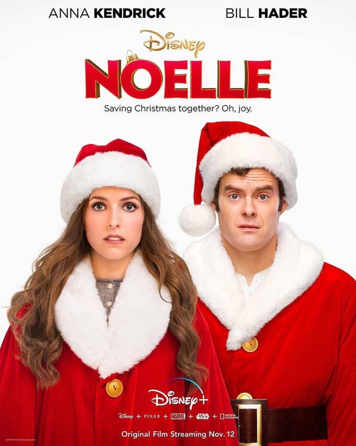 &quot;Noelle&quot; movie poster featuring Anna and Bill in Santa outfits