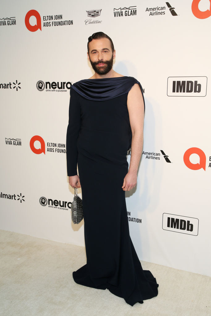 Jonathan Van Ness smiling and wearing a formal gown