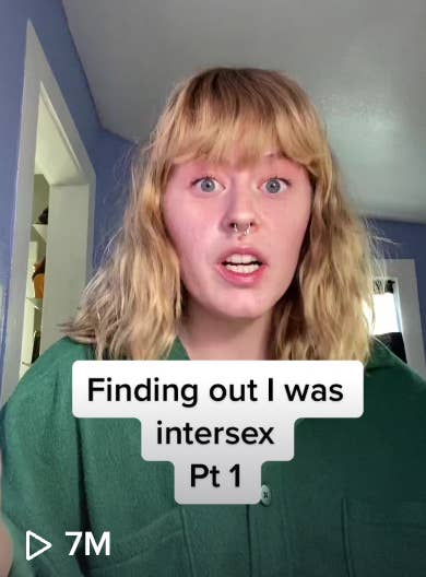Screenshot with caption &quot;Finding out I was intersex Pt 1&quot; and 7M at the bottom