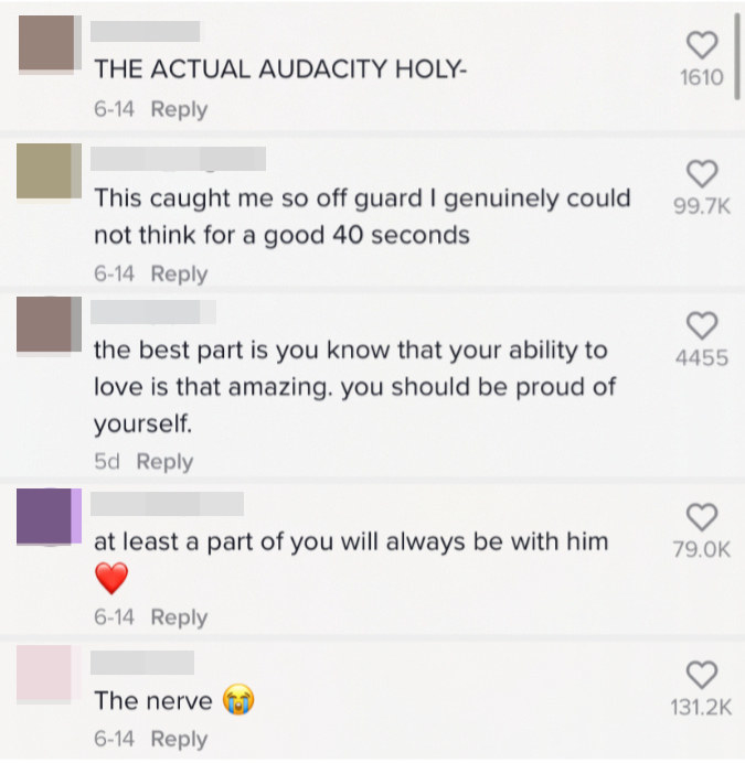 A screengrab of the comment section on TikTok user Colleen Le&#x27;s video