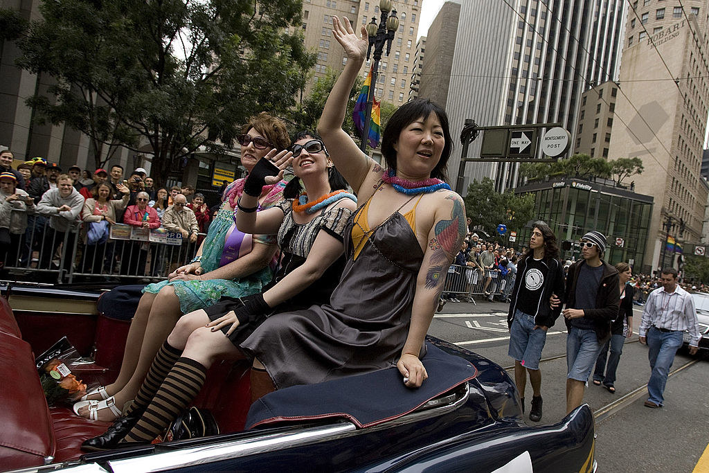 margaret cho in a car at sfs pride