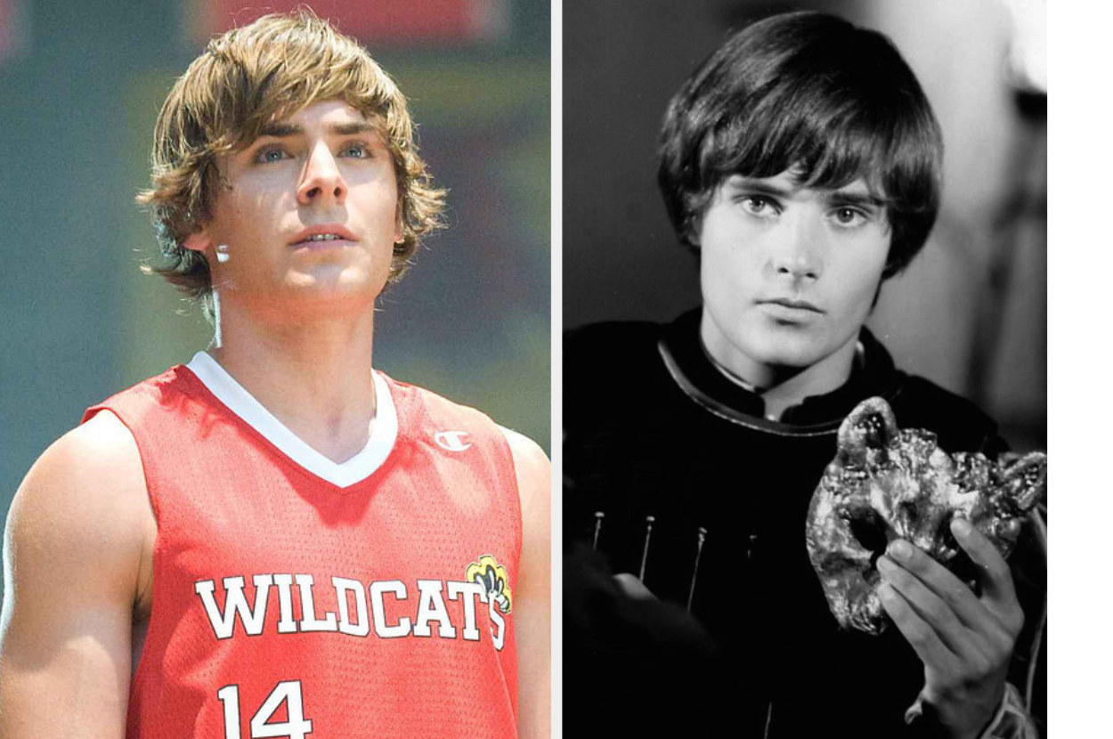 side-by-side of Zac Efron and Leonard Whiting