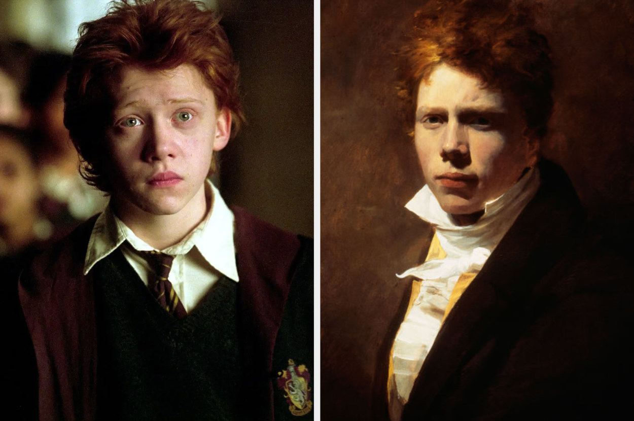side-by-side of Ron Weasley and Sir David Wilkie