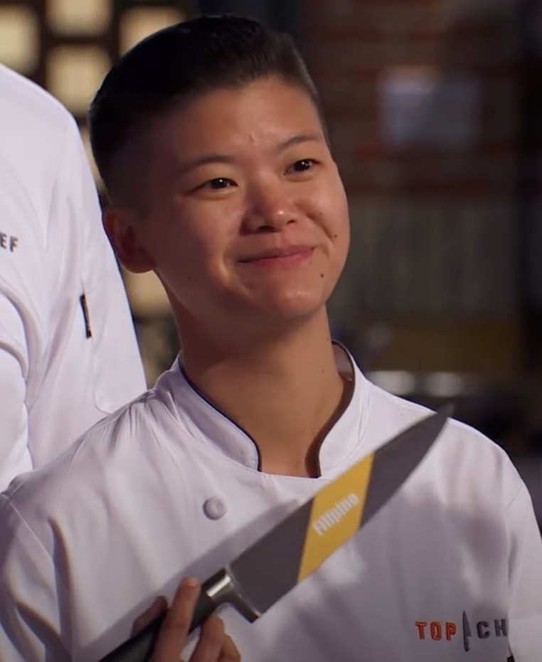 Jo Chan standing in group during Top Chef challenge