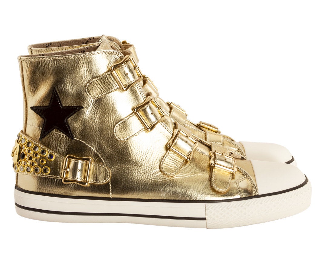 the high top gold sneakers