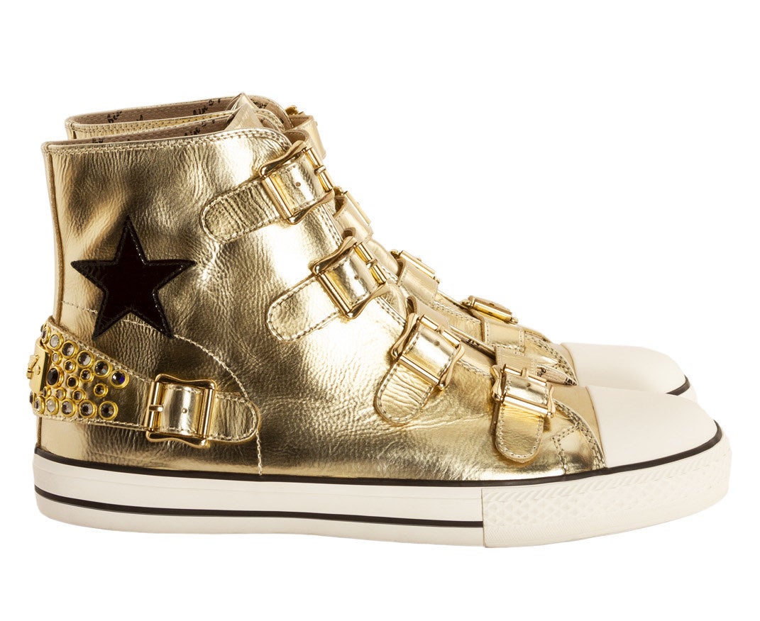 the high top gold sneakers