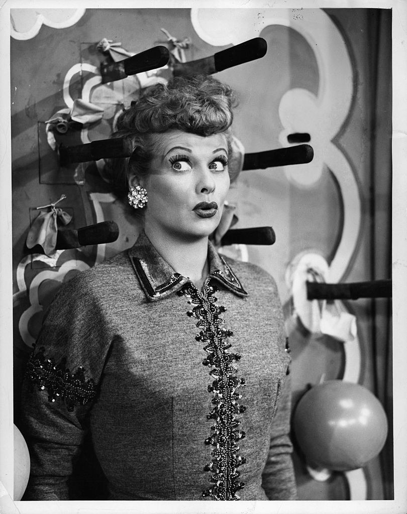 Lucille Ball in a scene involving a circus balloon trick from I Love Lucy