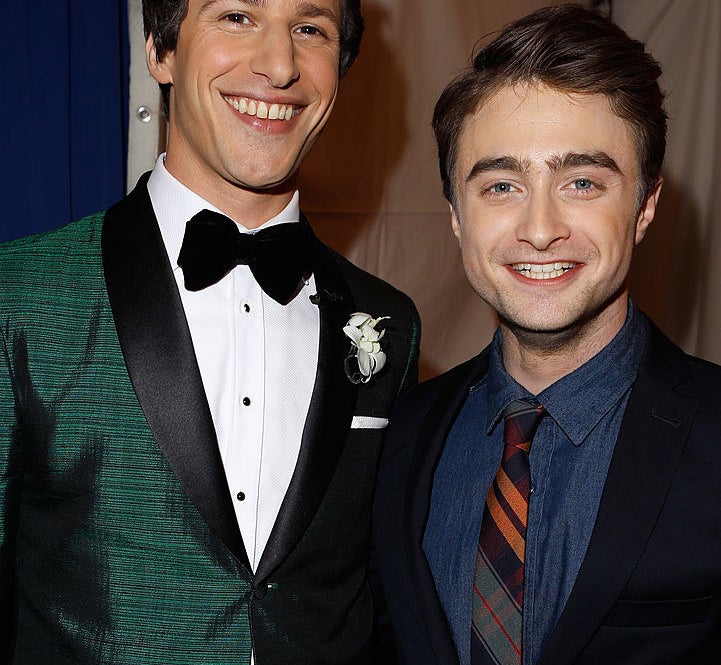 Closeup of Andy Samberg and Daniel Radcliffe