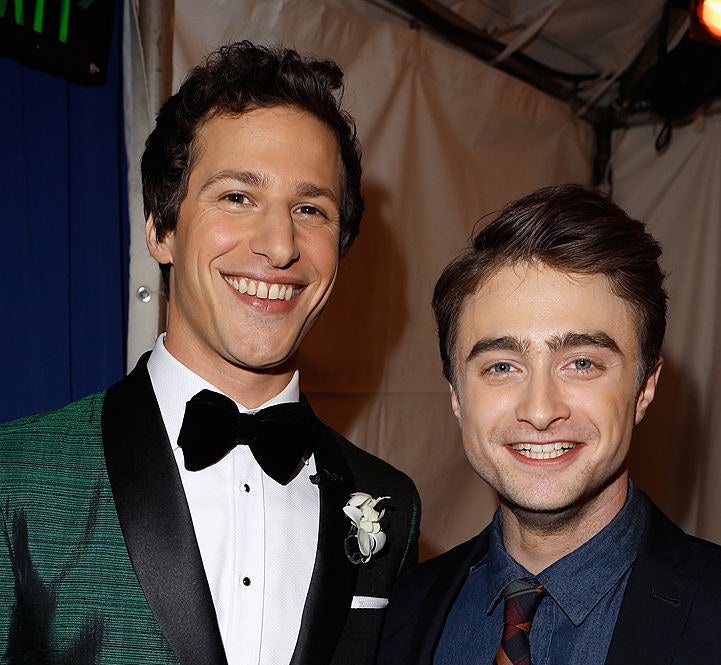 Closeup of Andy Samberg and Daniel Radcliffe