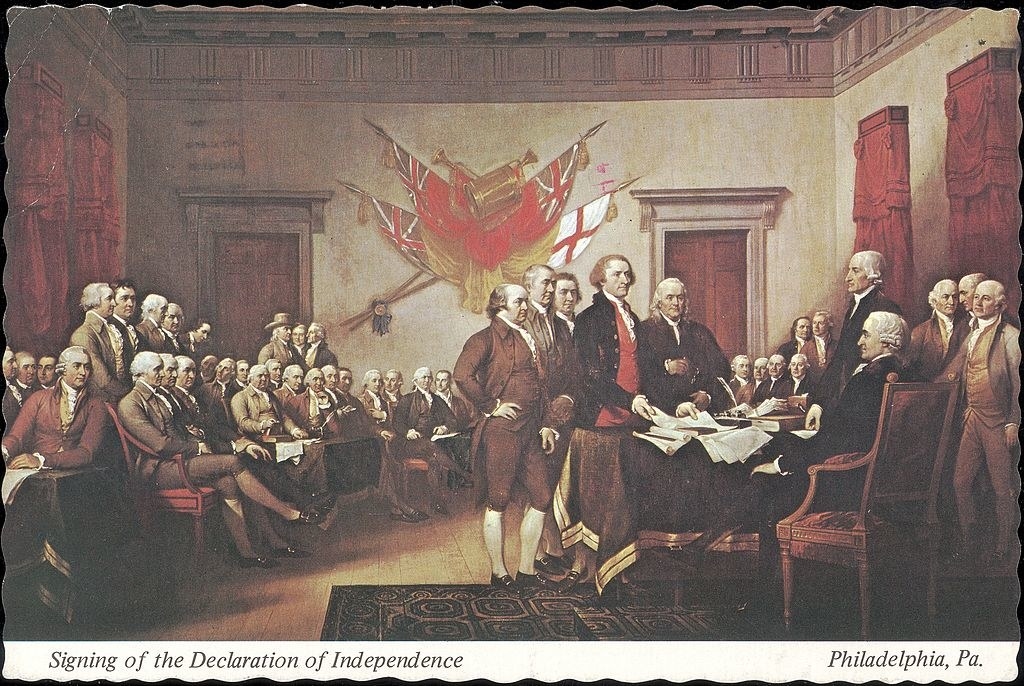 A painting of the signing of the Declaration of Independence