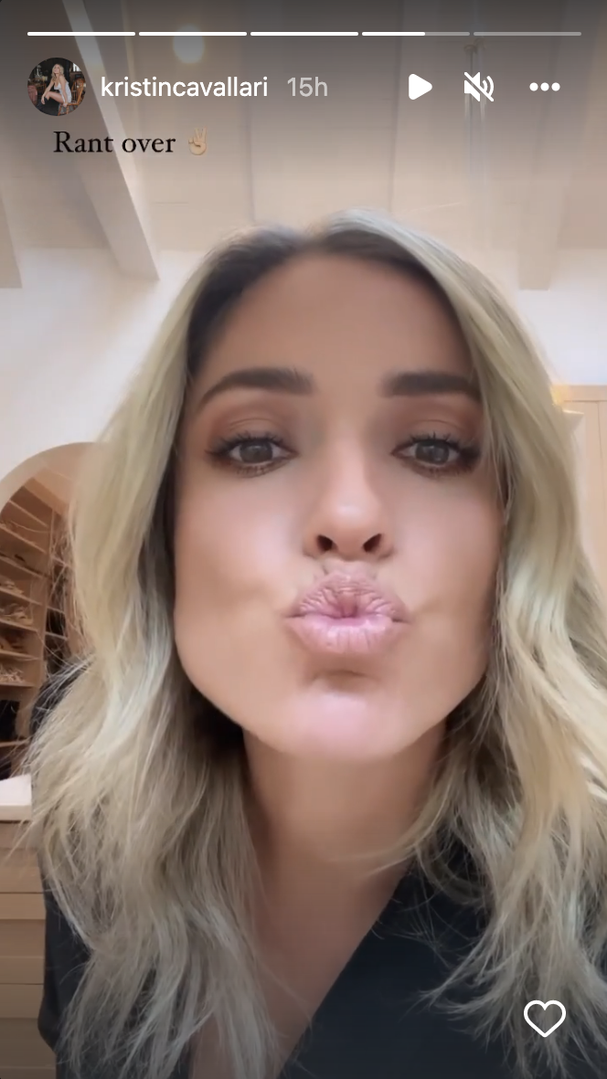 An Instagram Story of Kristin blowing a kiss