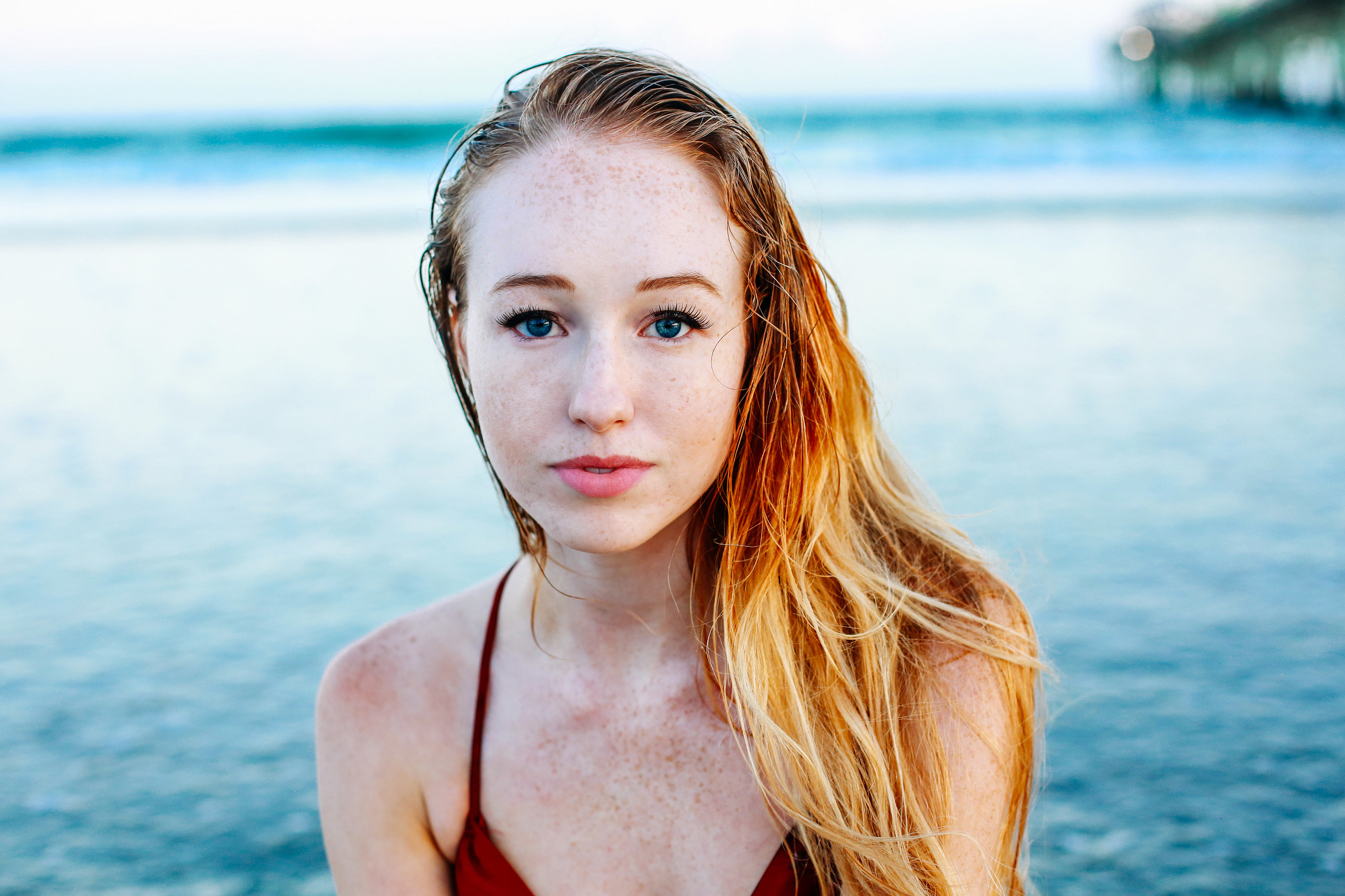 Red head with pale skin and freckles
