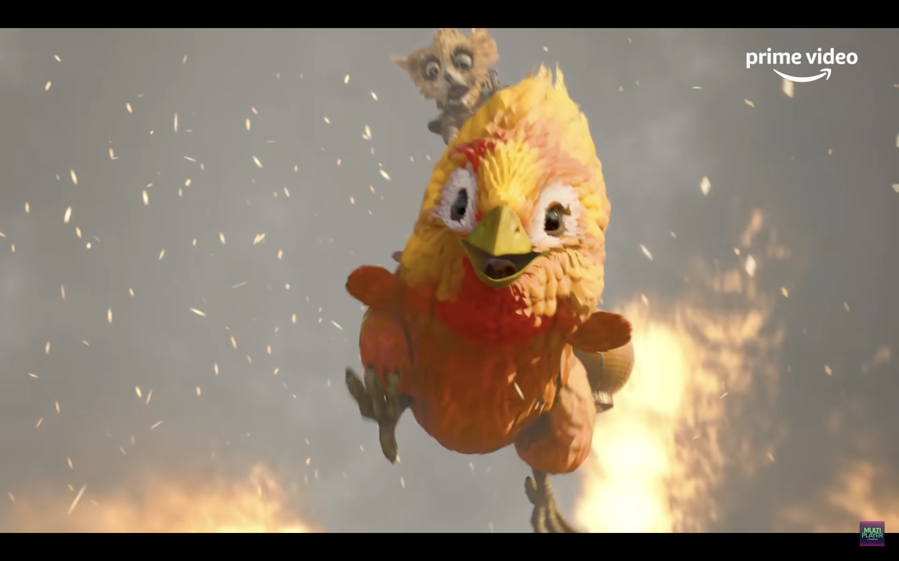 Closeup of a video game chicken