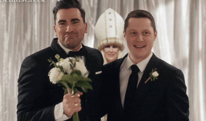 david and patrick from schitt&#x27;s creek getting married