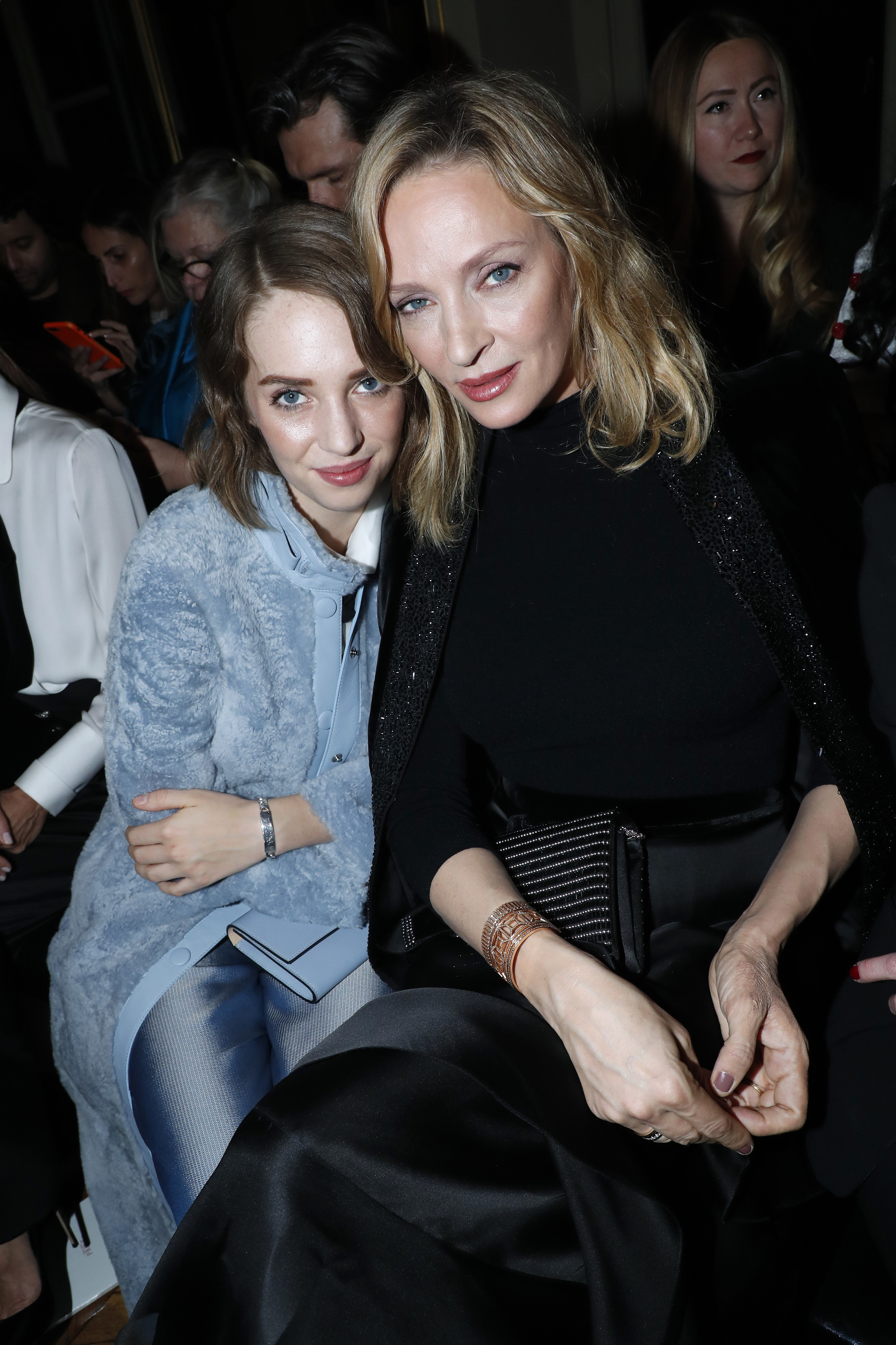 Maya and Uma sat together front row of a fashion show