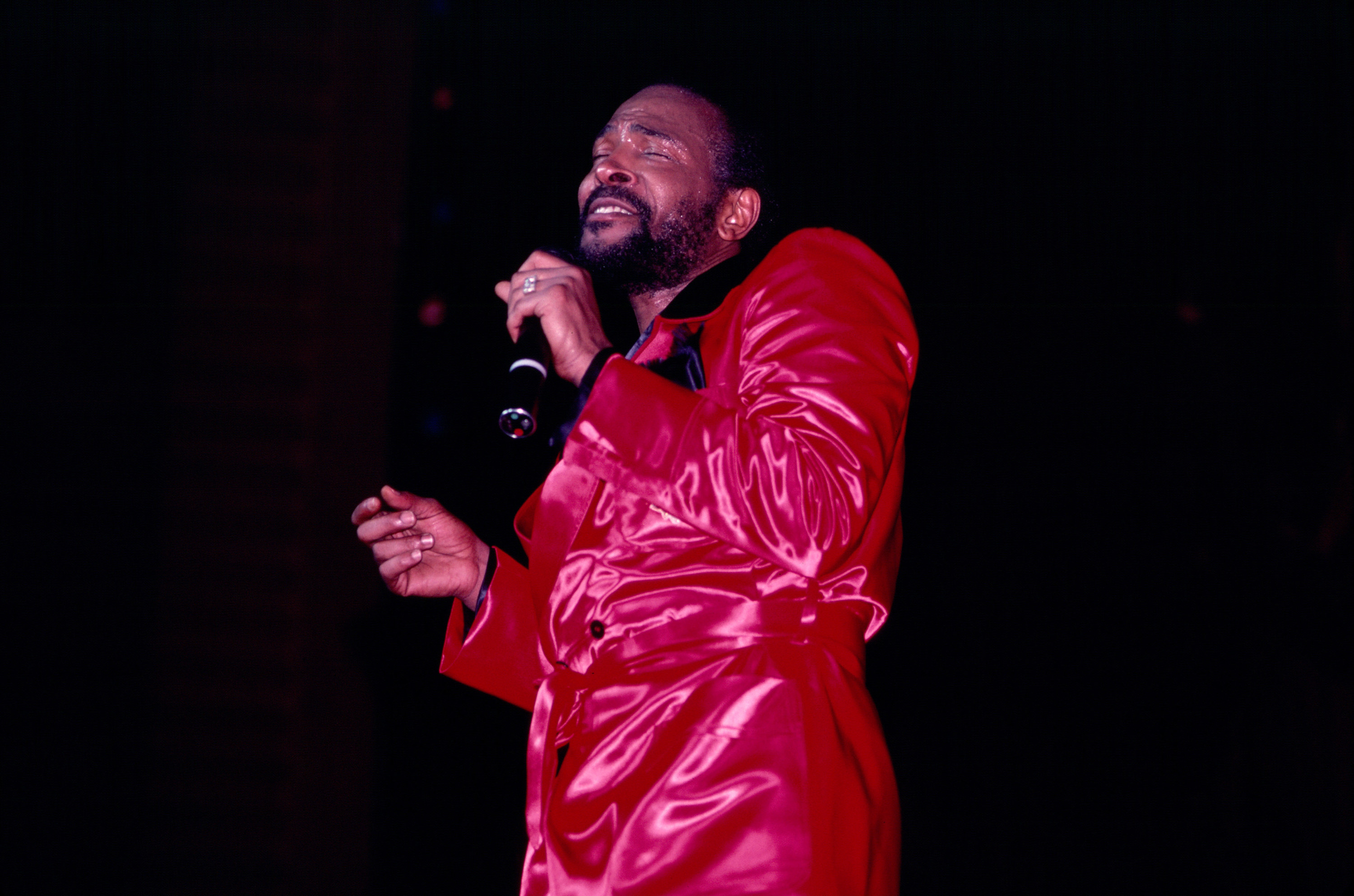 Marvin Gaye performs onstage during the &quot;Sexual Healing&quot; tour in New York in May 1983